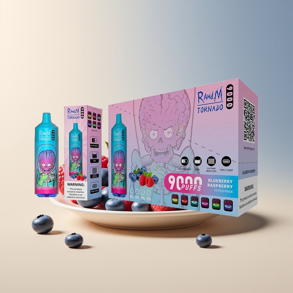 Veleprodaja Slovenija RandM Fumot Tornado 9000 Puffs Borovnica Malina 850 mAh Polnilna