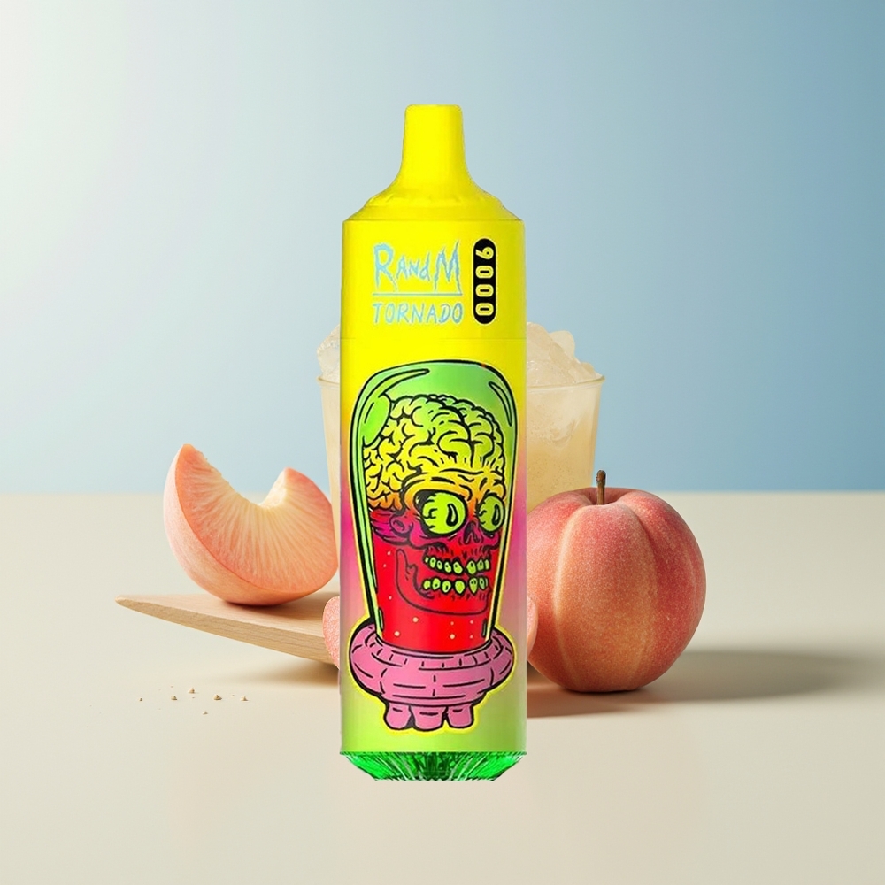 Veleprodaja Slovenija RandM Fumot Tornado 9000 Puffs Poletna Breskova Ledena 18 mL RGB Display