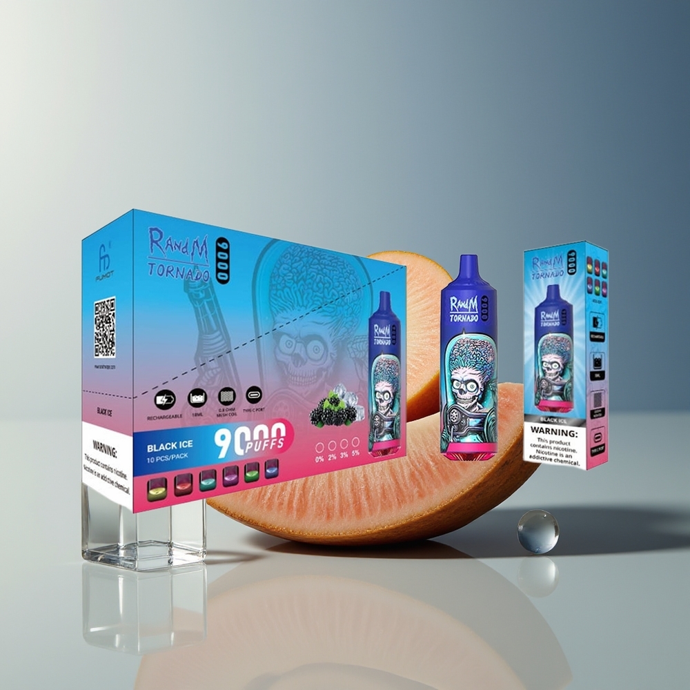 Veleprodaja Slovenija RandM Fumot Tornado 9000 Puffs Črni Led 18 mL Mesh Coil
