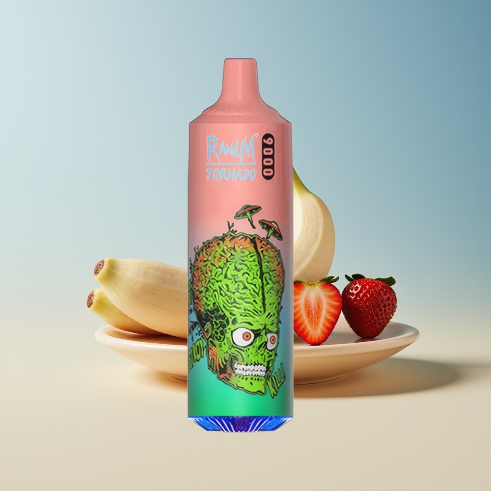 Veleprodaja Slovenija RandM Fumot Tornado 9000 Pufi Jagoda Banana 18 mL Mesh Coil