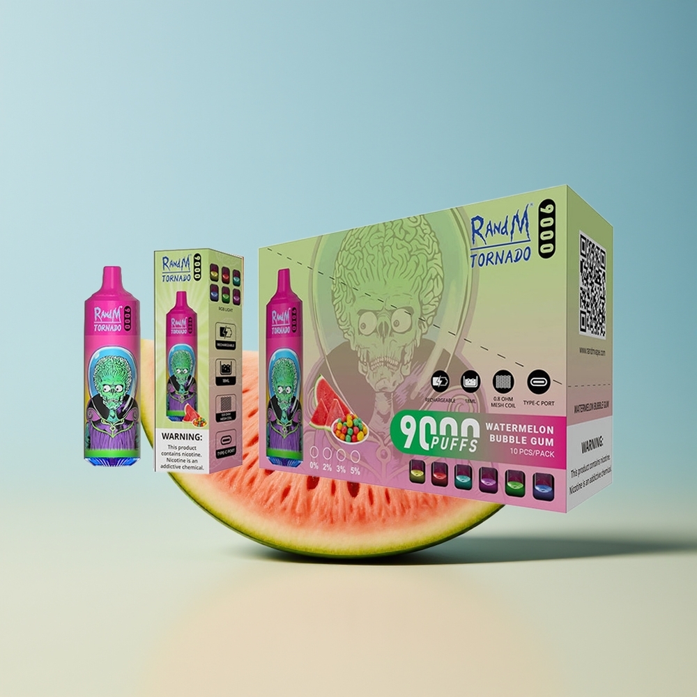 Veleprodaja Slovenija RandM Fumot Tornado 9000 Pufi Melona Mehurčki Gumija 850 mAh Polnilna