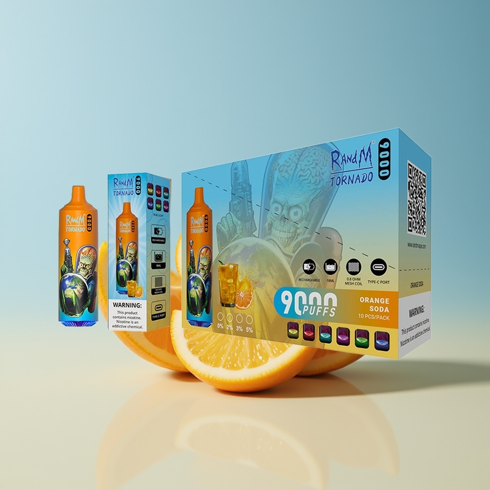 Veleprodaja Slovenija RandM Fumot Tornado 9000 Pufov Oranžna Soda 850 mAh