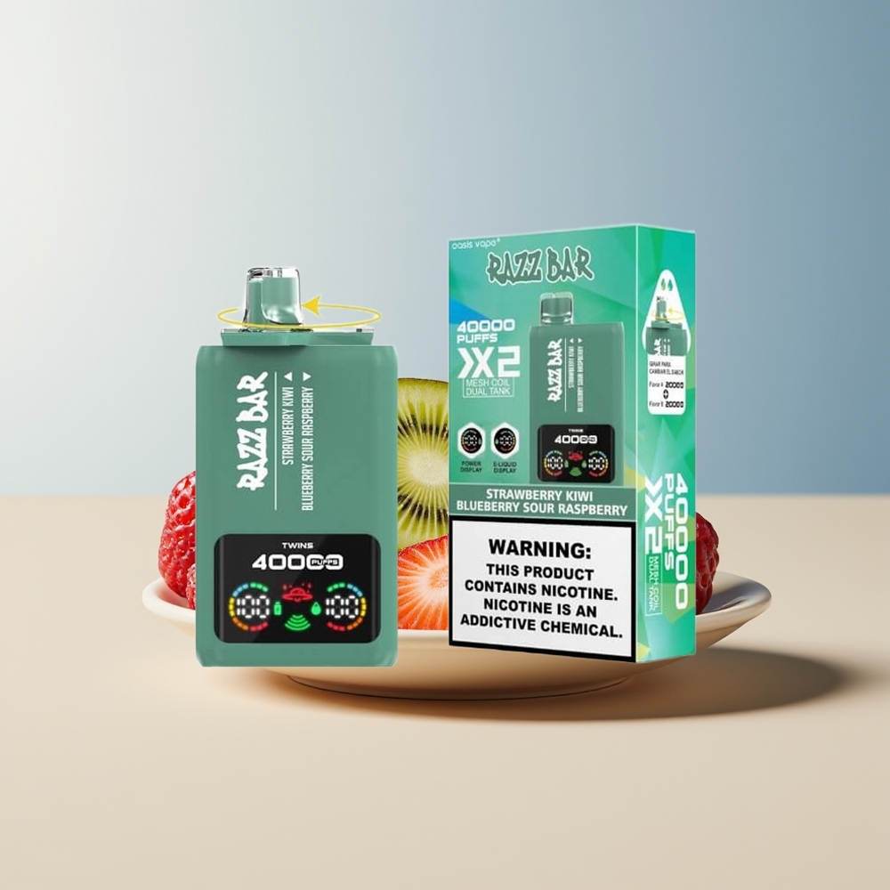 Veleprodaja Slovenija Razz Bar 40000 Puffs Vape 2 Nikotin Jagoda Kivi - Borovnica Kisla Malina Power Screen Display 10Ohm 2 Mesh Coil