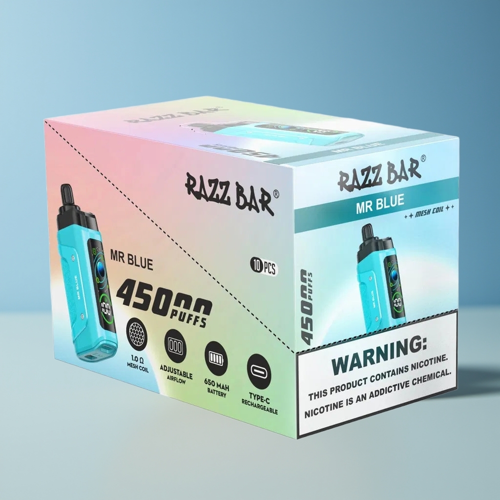 Veleprodaja Slovenija Razz Bar 45000 Puffov Vape Gospod Modri 10 Ohm Mesh Coil 20 mg/ml Nikotinska Moč