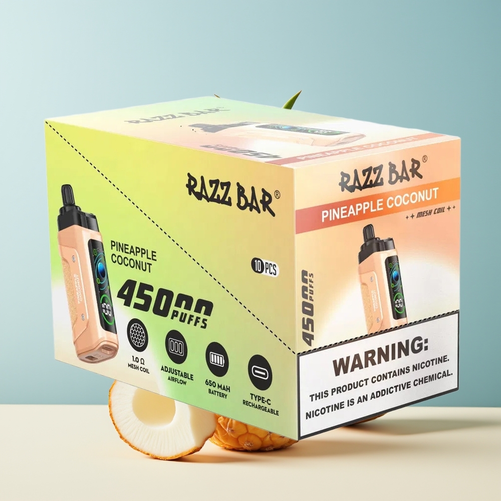 Veleprodaja Slovenija Razz Bar 45000 Puffs Enkratna Vapa Ananas Kokos Mesh Coil Type-C