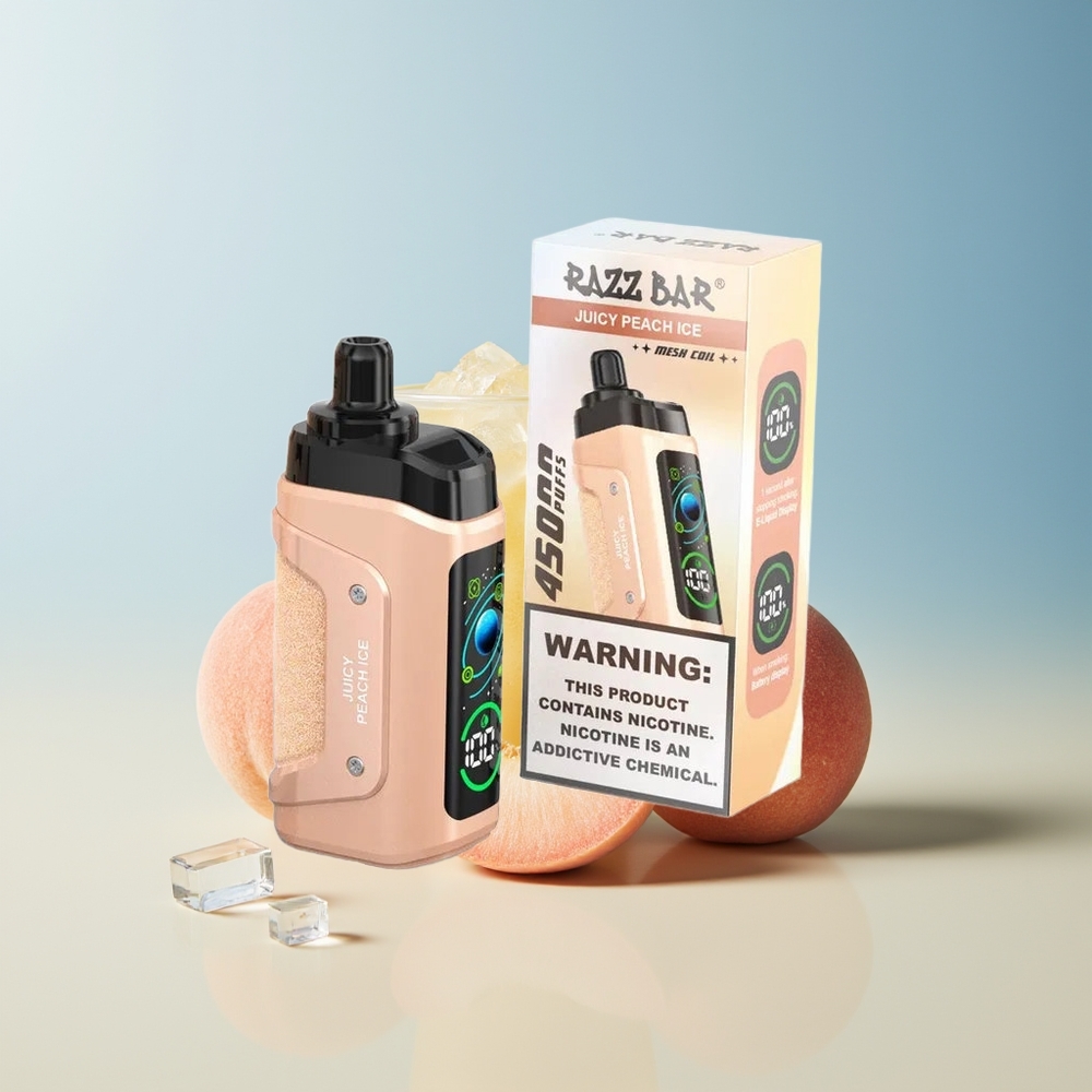 Veleprodaja Slovenija Razz Bar 45000 Pufi Vape Sočna Breskev Led 10 Ohm Mesh Coil Type-C Polnjenje