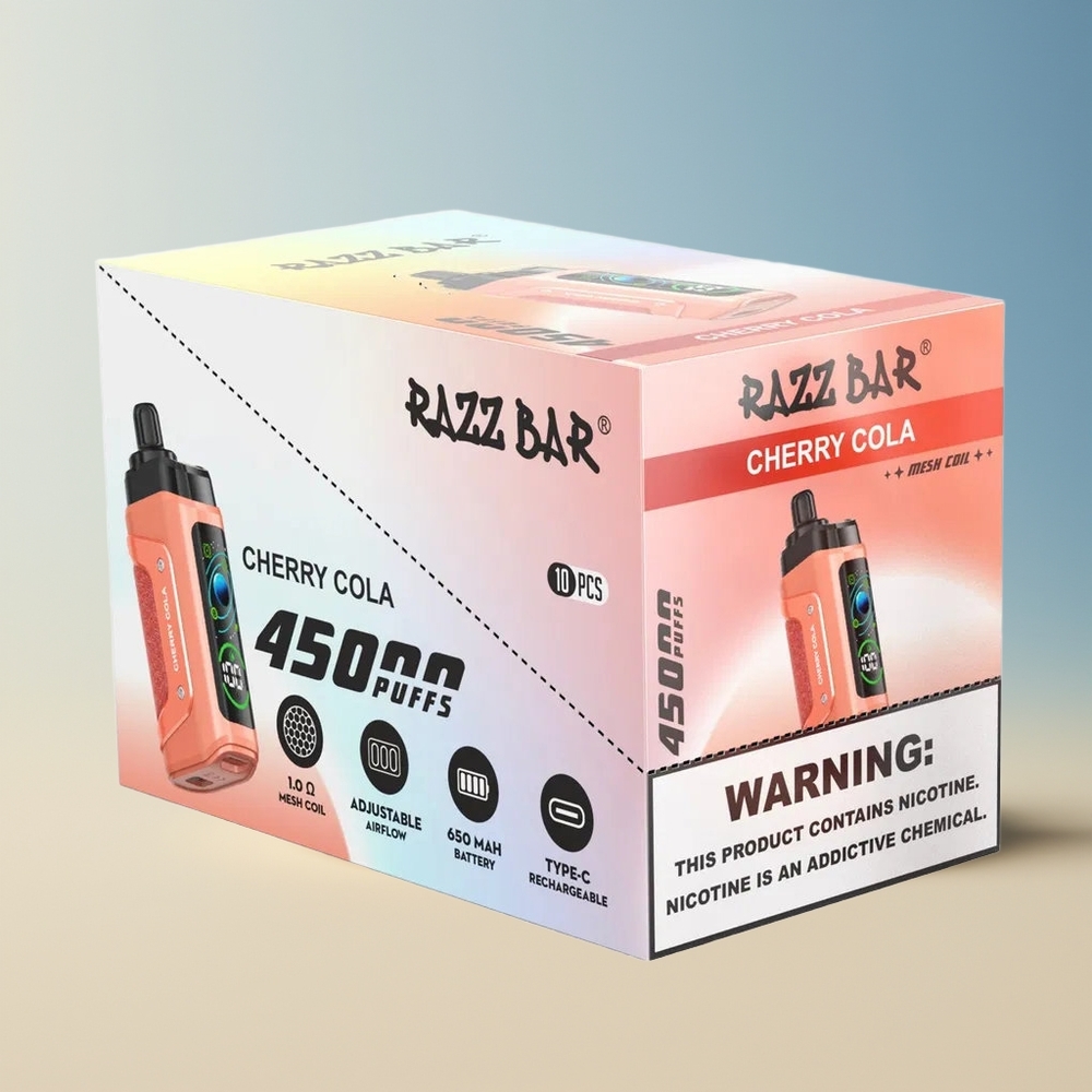 Veleprodaja Slovenija Razz Bar 45000 Pufi Vape Češnjeva Kola 10 Ohm Mesh Coil
