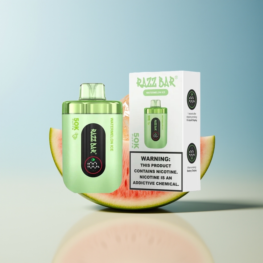 Veleprodaja Slovenija Razz Bar 50000 Pufov Vape Lubenica Led 2 Nikotina 650mAh Baterija