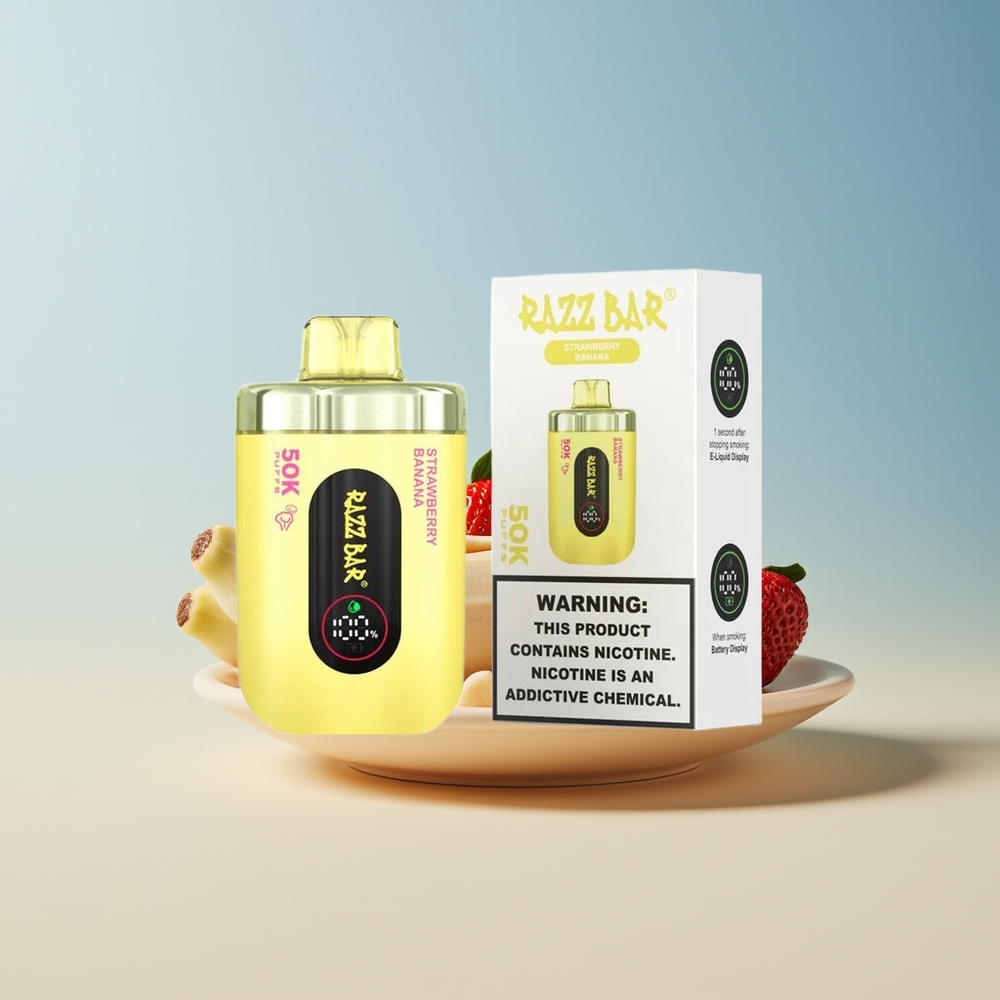 Veleprodaja Slovenija Razz Bar 50K Puffs 2 Nikotina Vape Jagoda Banana 10 Ohm Mesh Coil