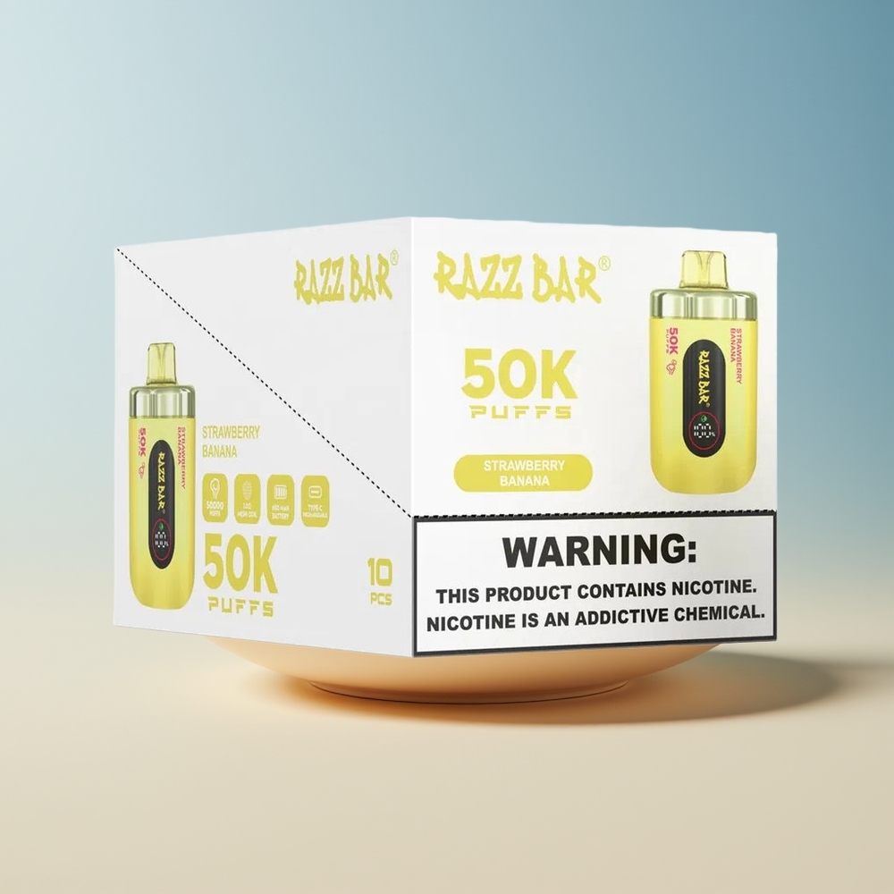Veleprodaja Slovenija Razz Bar 50K Puffs 2 Nikotina Vape Jagoda Banana 10 Ohm Mesh Coil