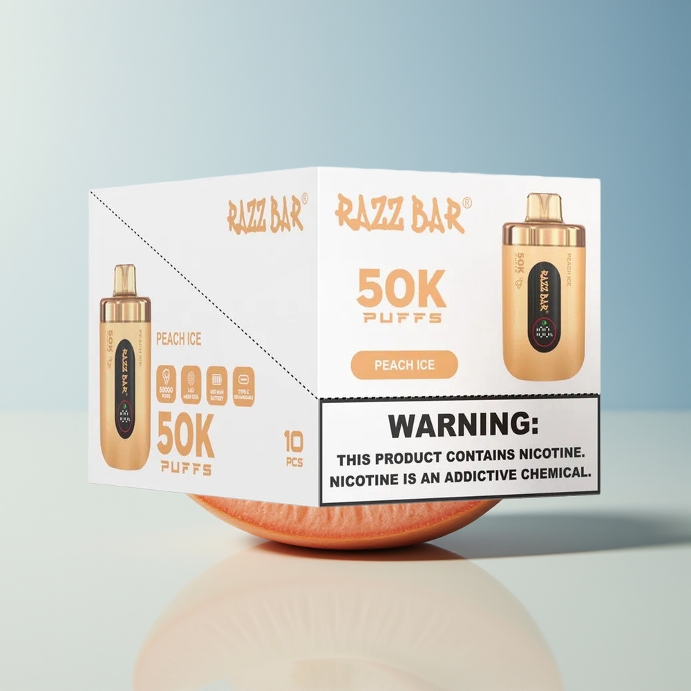 Veleprodaja Slovenija Razz Bar 50K Puffs Peach Ice 10 Ohm Mesh 2 Nicotine