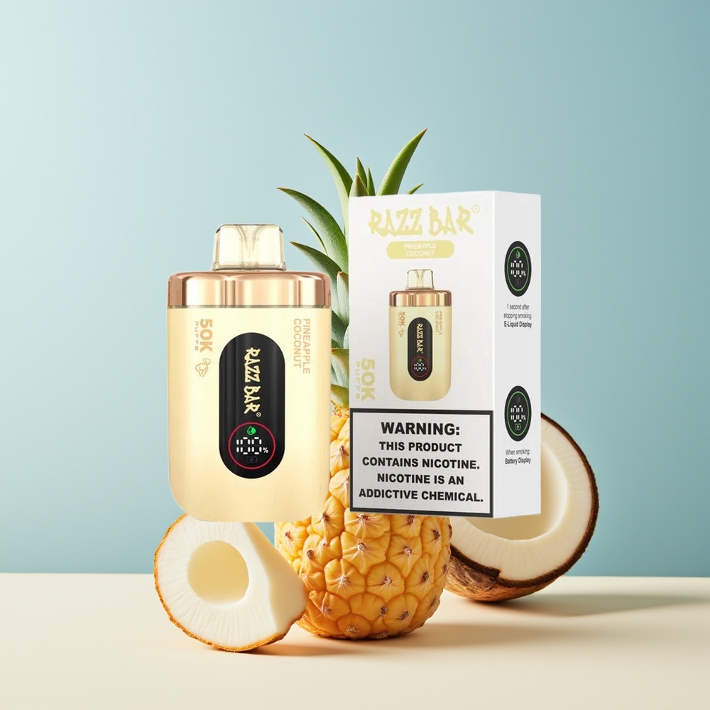Veleprodaja Slovenija Razz Bar 50K Puffs Vape Ananas Kokos 10 Ohm Mesh Coil 2 Nikotin