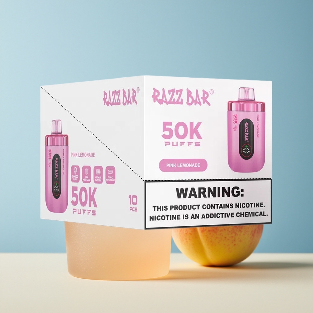 Veleprodaja Slovenija Razz Bar 50K Puffs Vape Roza Limonada 10 Ohm Mesh Coil 2 Nicotine Content