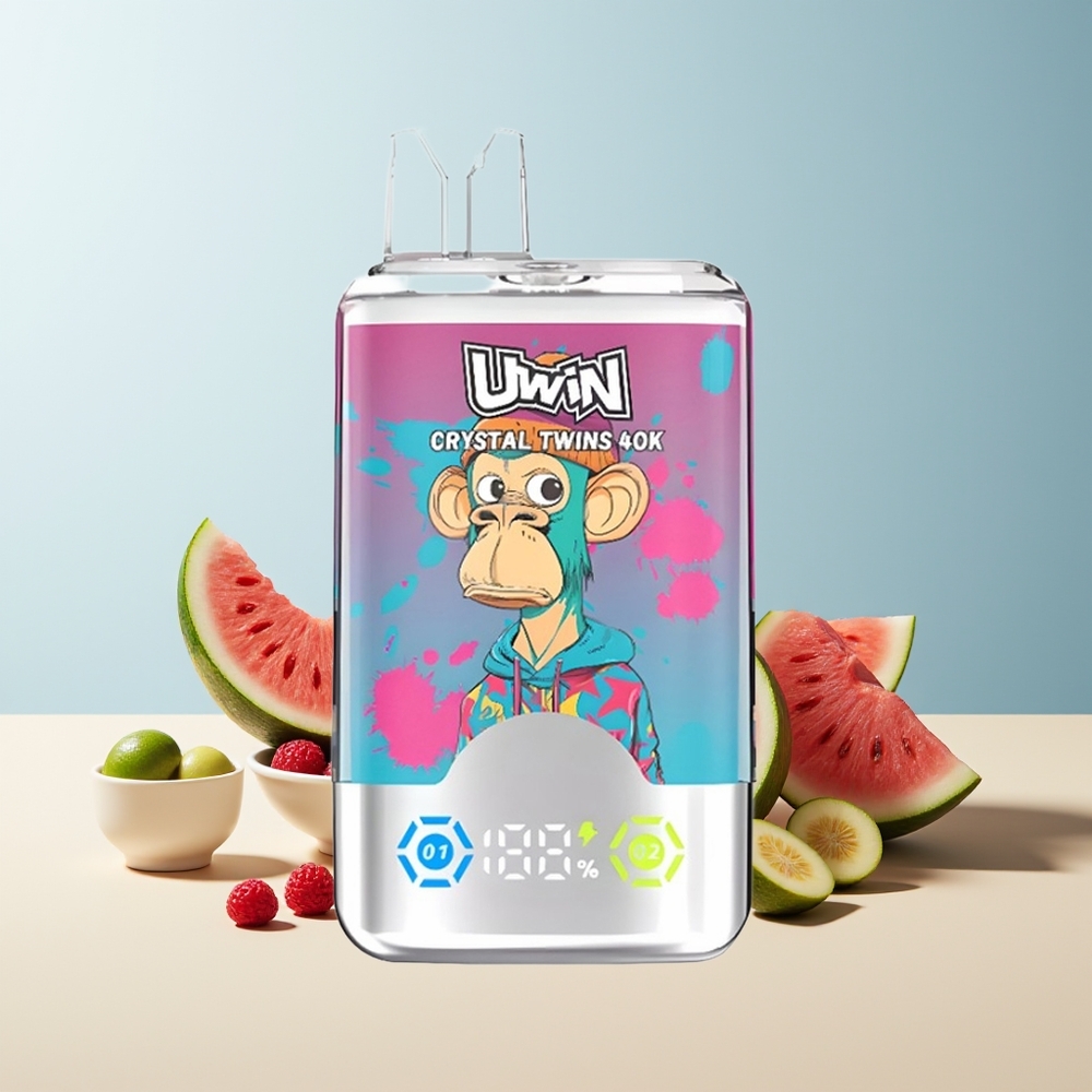 Veleprodaja Slovenija Uwin Crystal Twins 40000 Pufi Sladkorni Leden Melon Mešane Jagode 32ml 850mAh