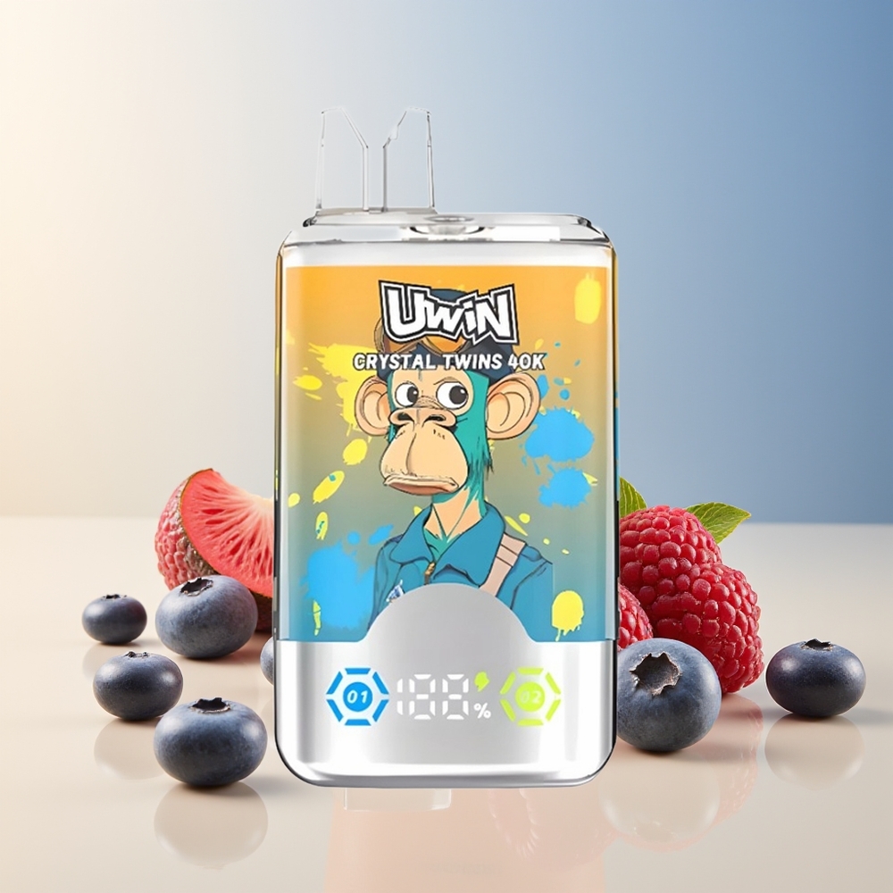 Veleprodaja Slovenija Uwin Crystal Twins 40000 Puffs Dve Različni Okusi Borovnica Malina Led 32ml 850mAh