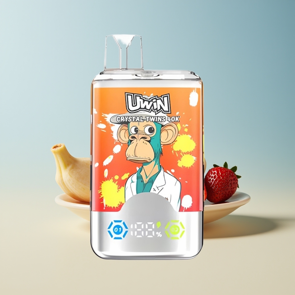 Veleprodaja Slovenija Uwin Crystal Twins 40000 Puffs Dvojni Okus Jagoda Banana Ljubezen 32ml